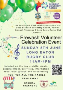 Erewash Volunteer Celebration Event sunday 8th June 2025